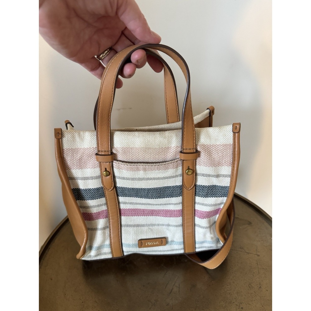 Fossil Purse Striped Crossbody Neutral Pastels Trendy